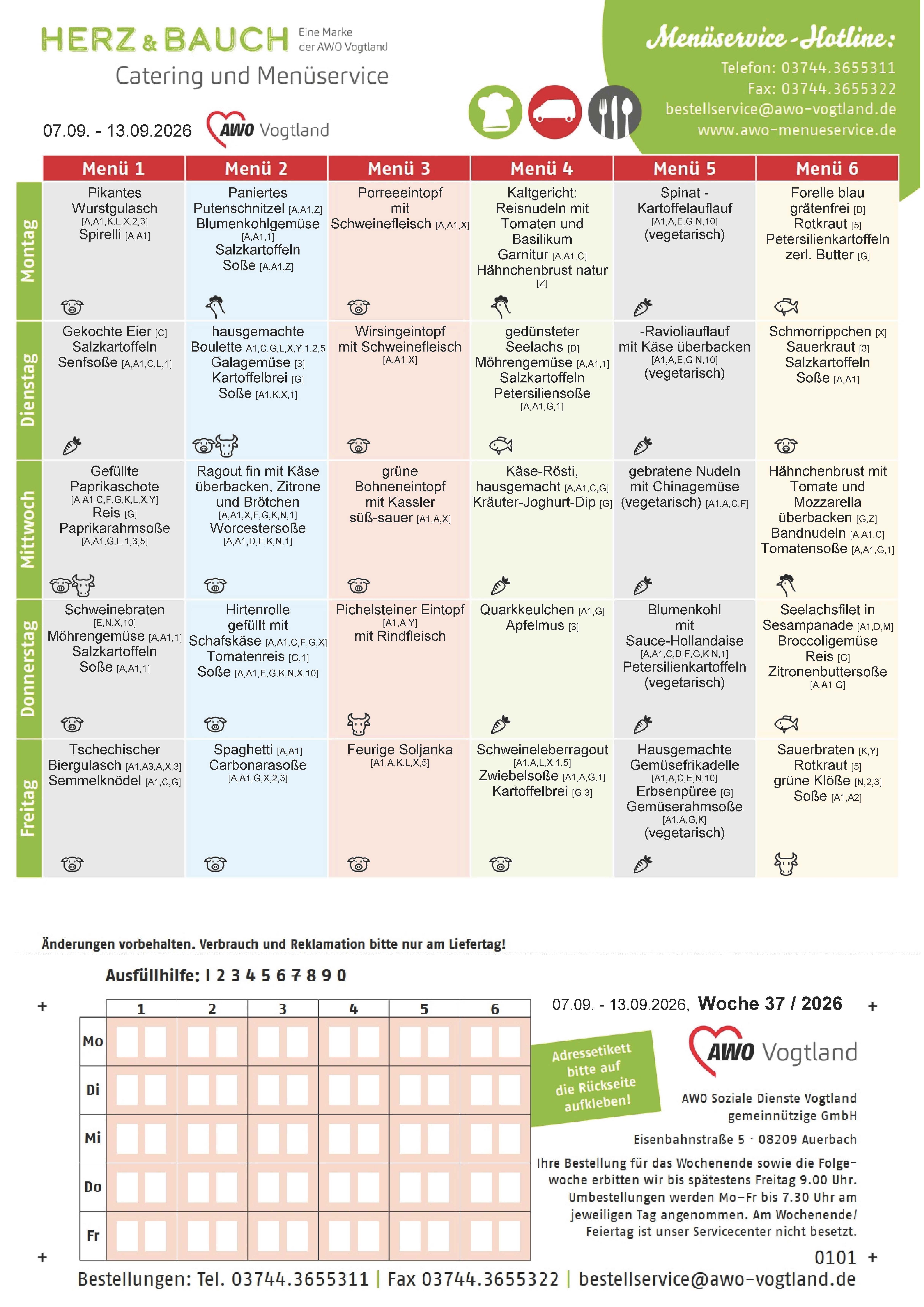 Speiseplan KW 37 / 2026