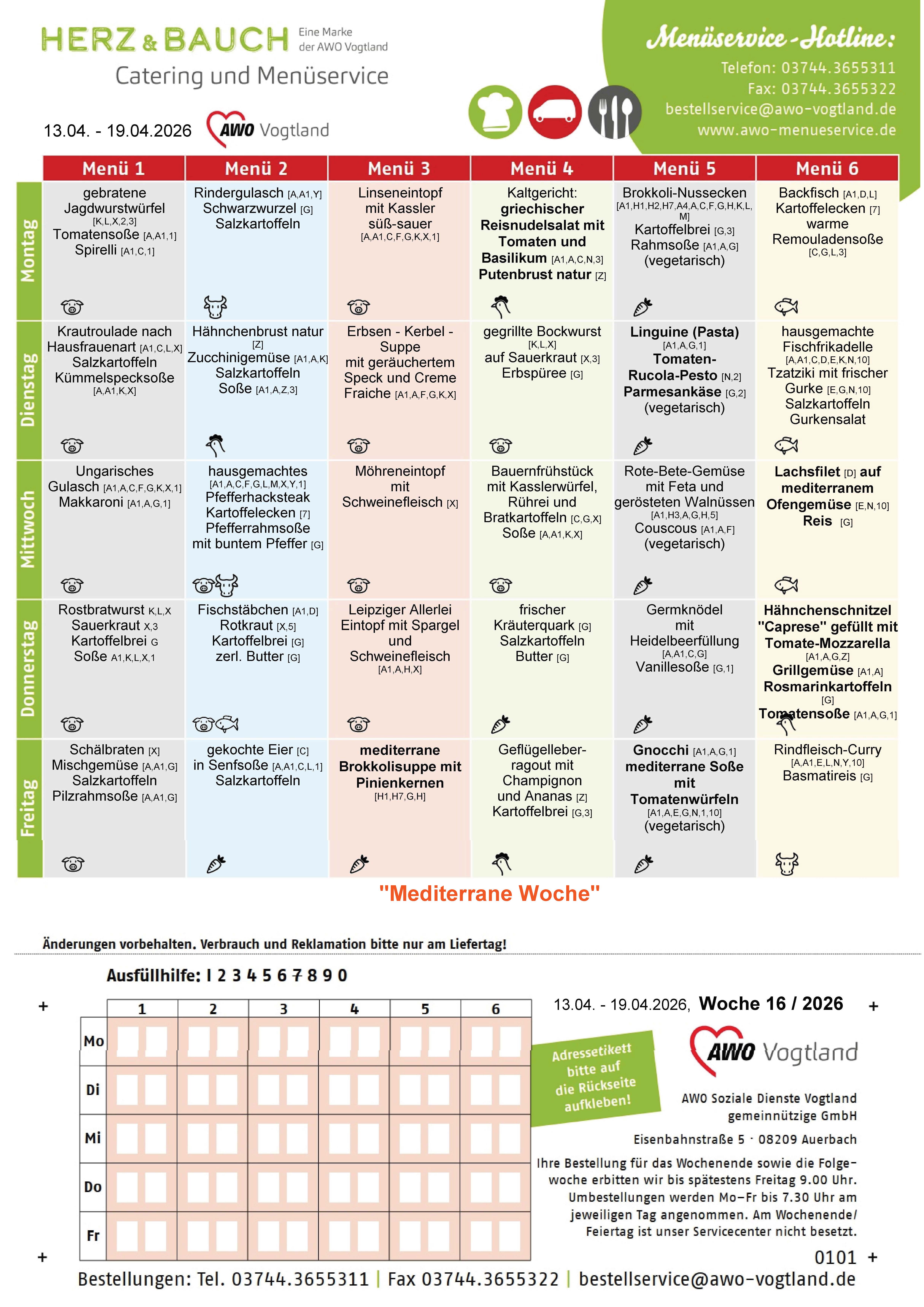 Speiseplan KW 16 / 2026