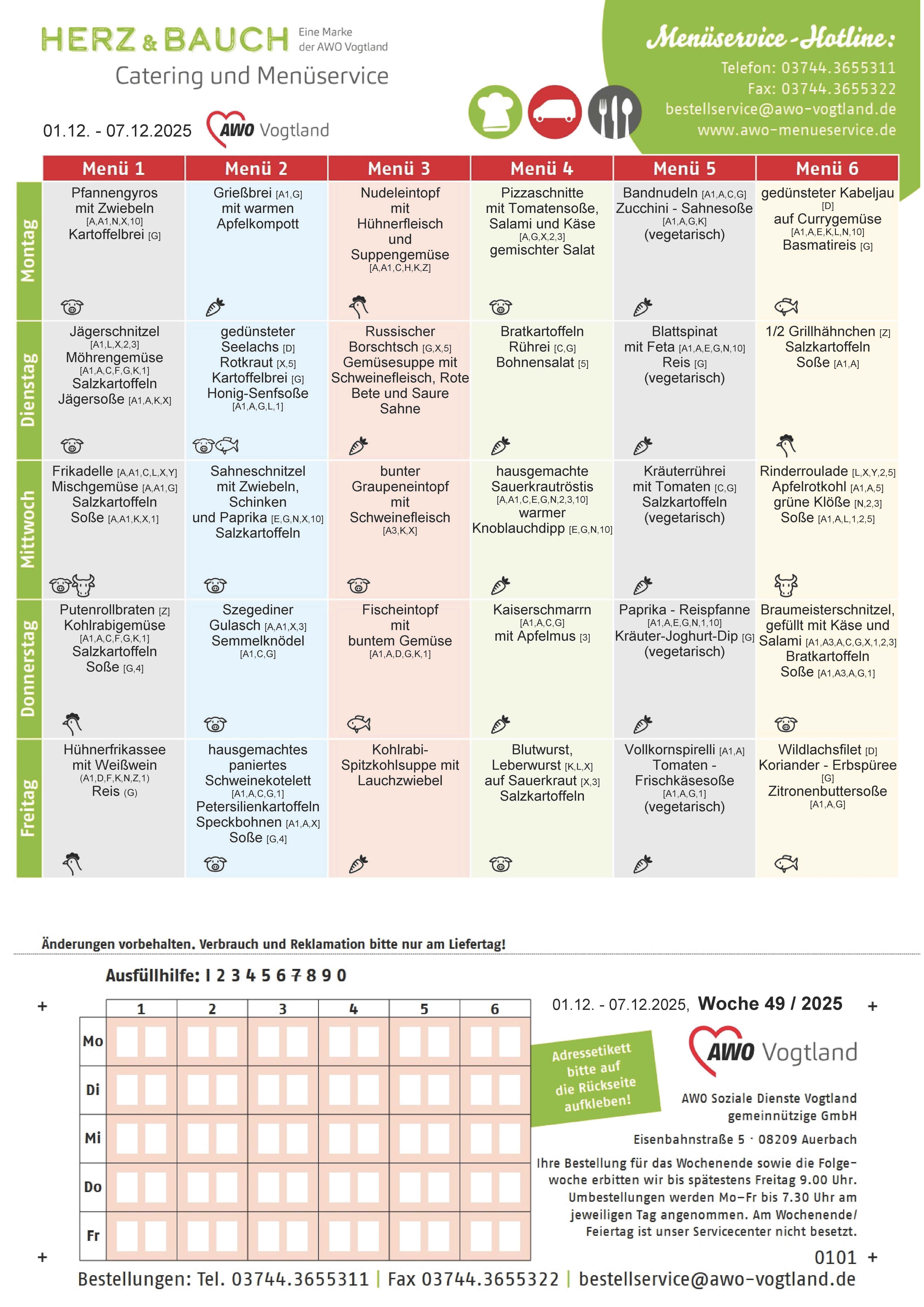 Speiseplan KW 49 / 2025