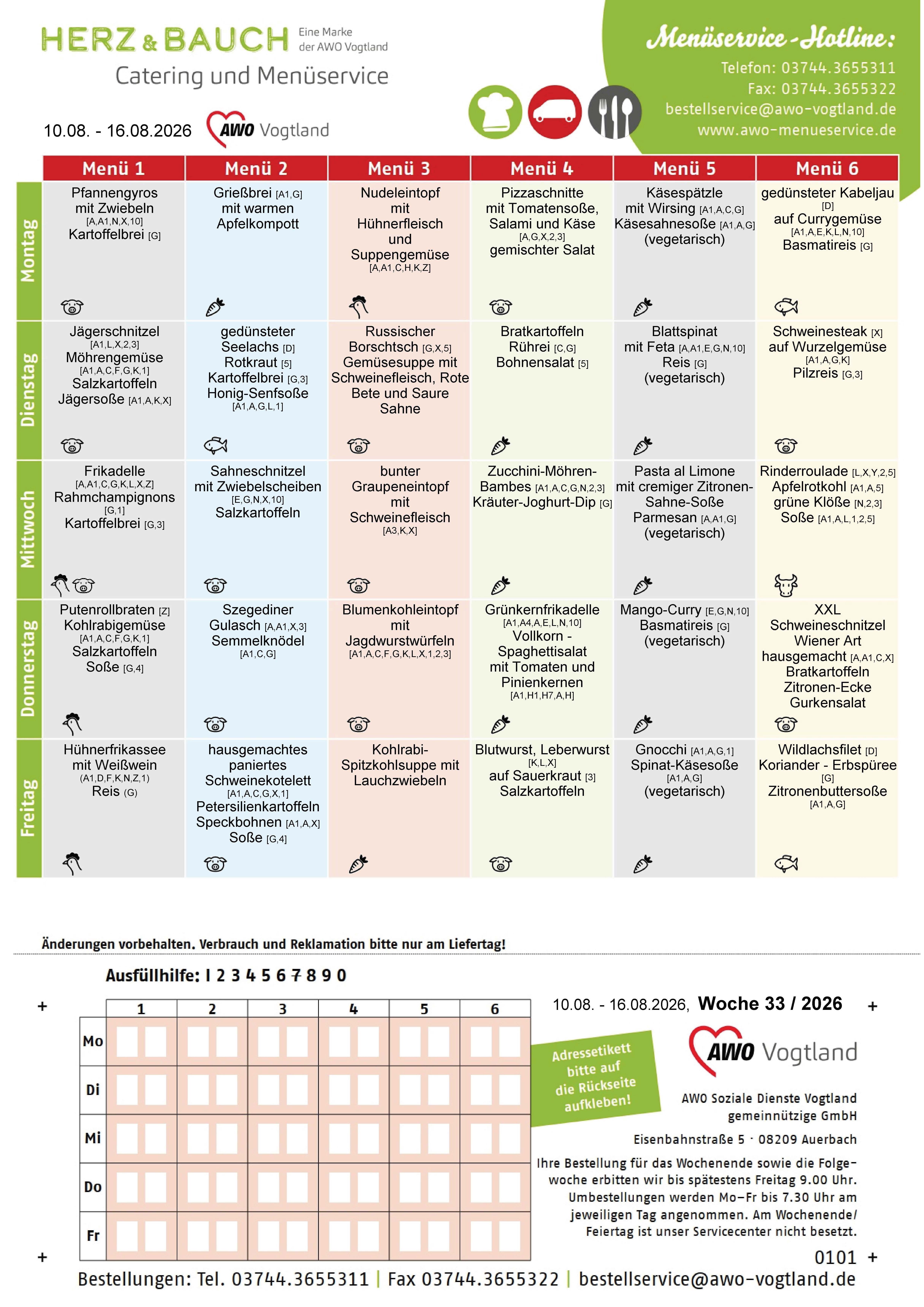 Speiseplan KW 33 / 2026