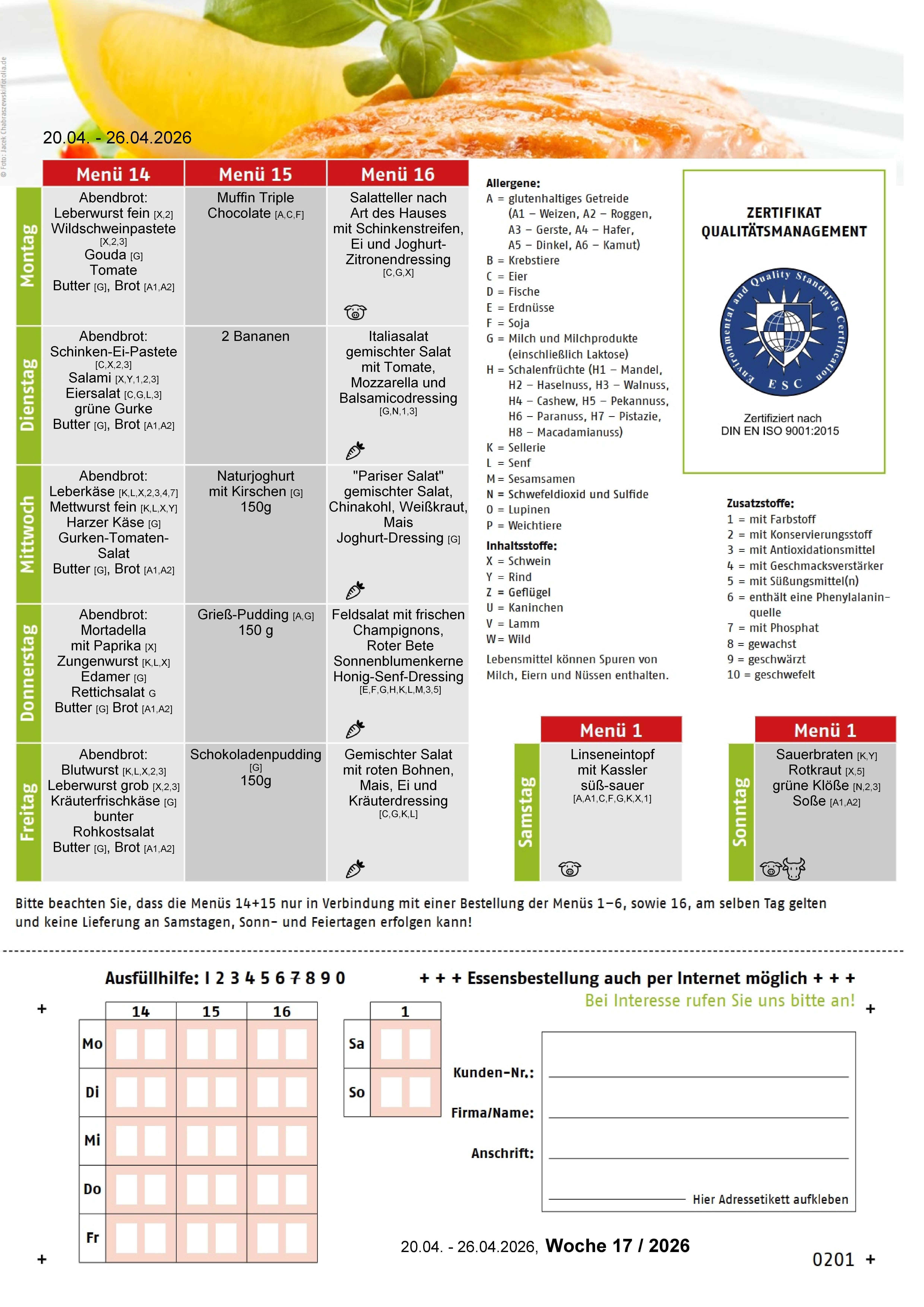 Speiseplan KW 17 / 2026