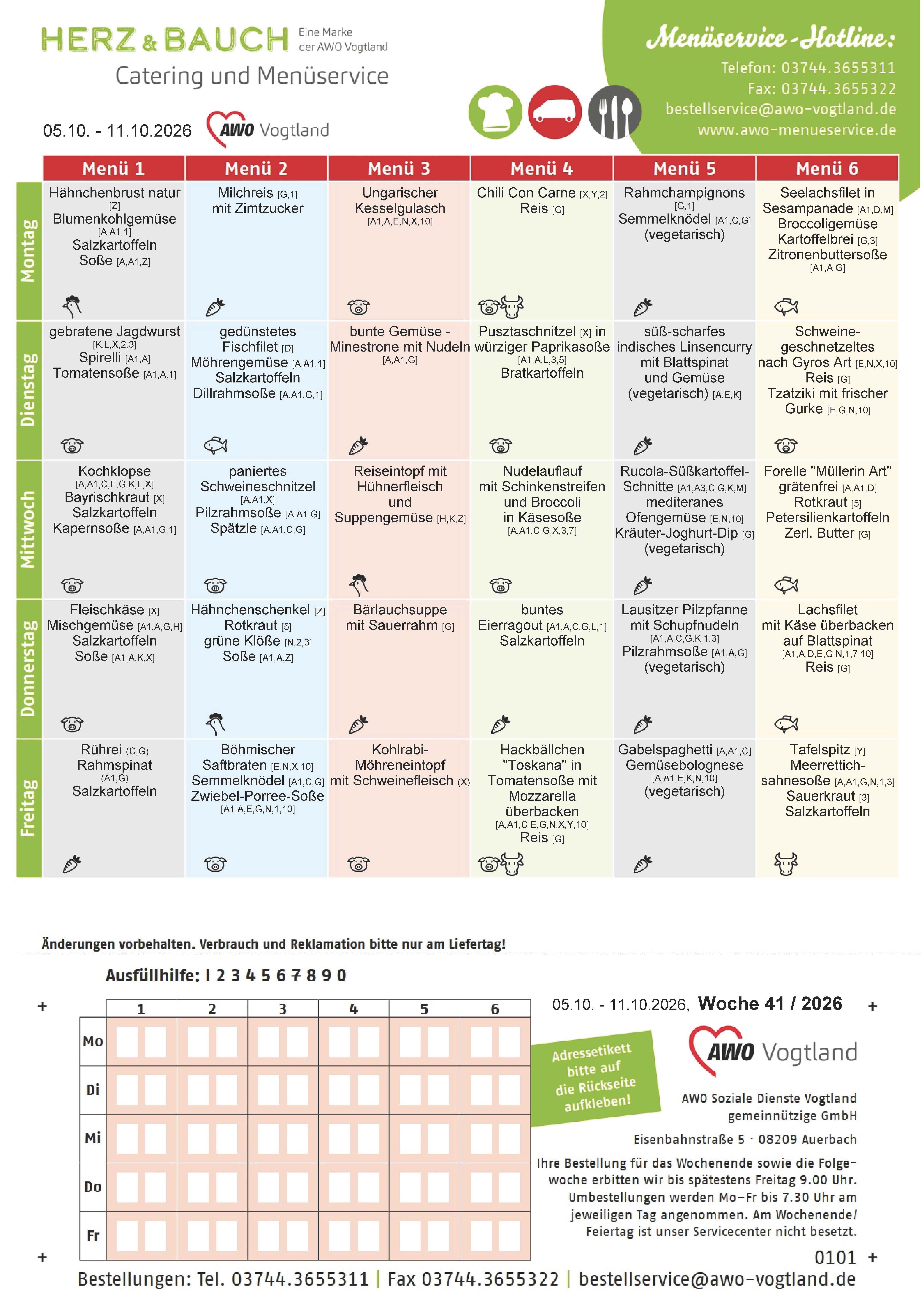 Speiseplan KW 41 / 2026