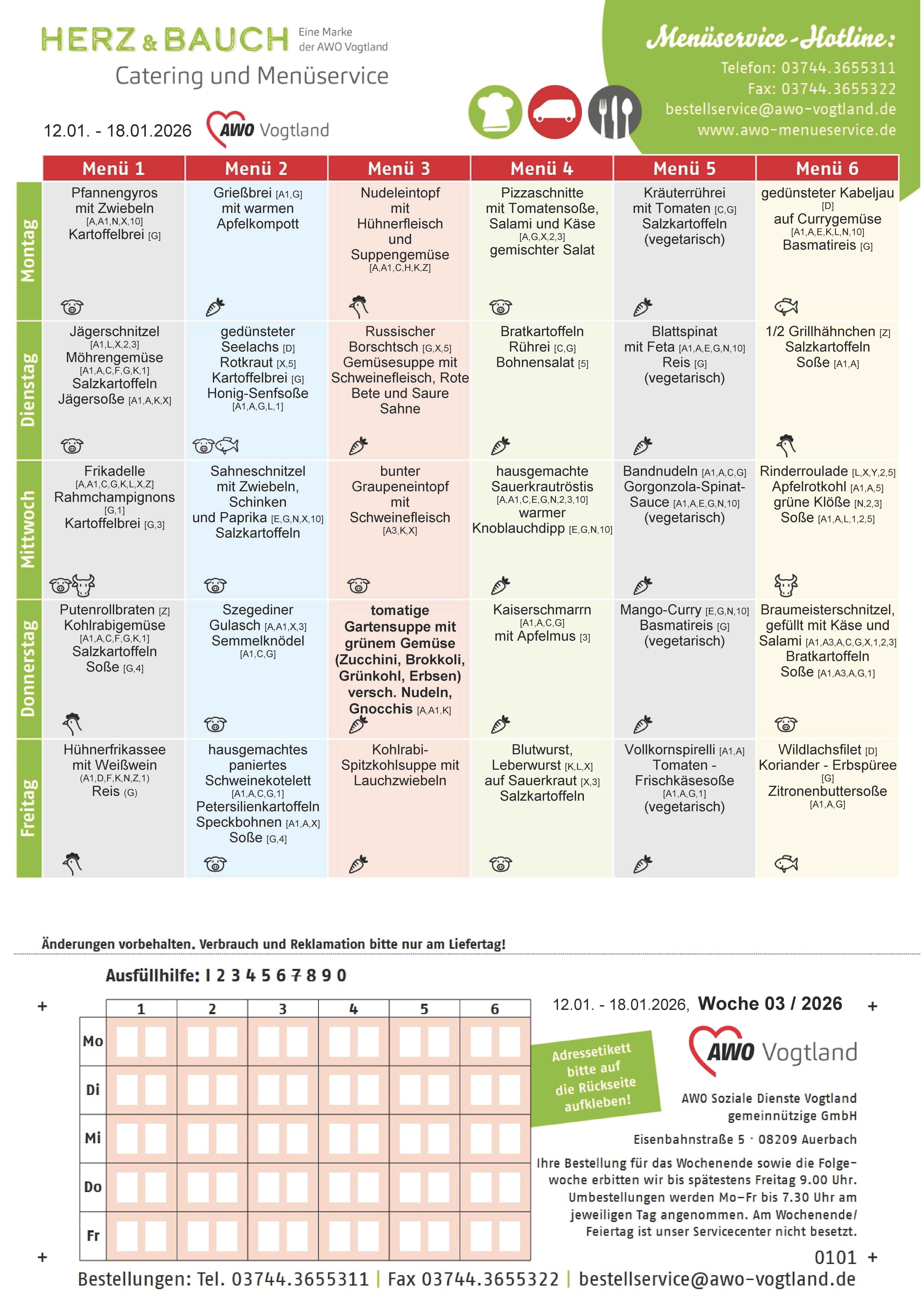 Speiseplan KW 03 / 2026