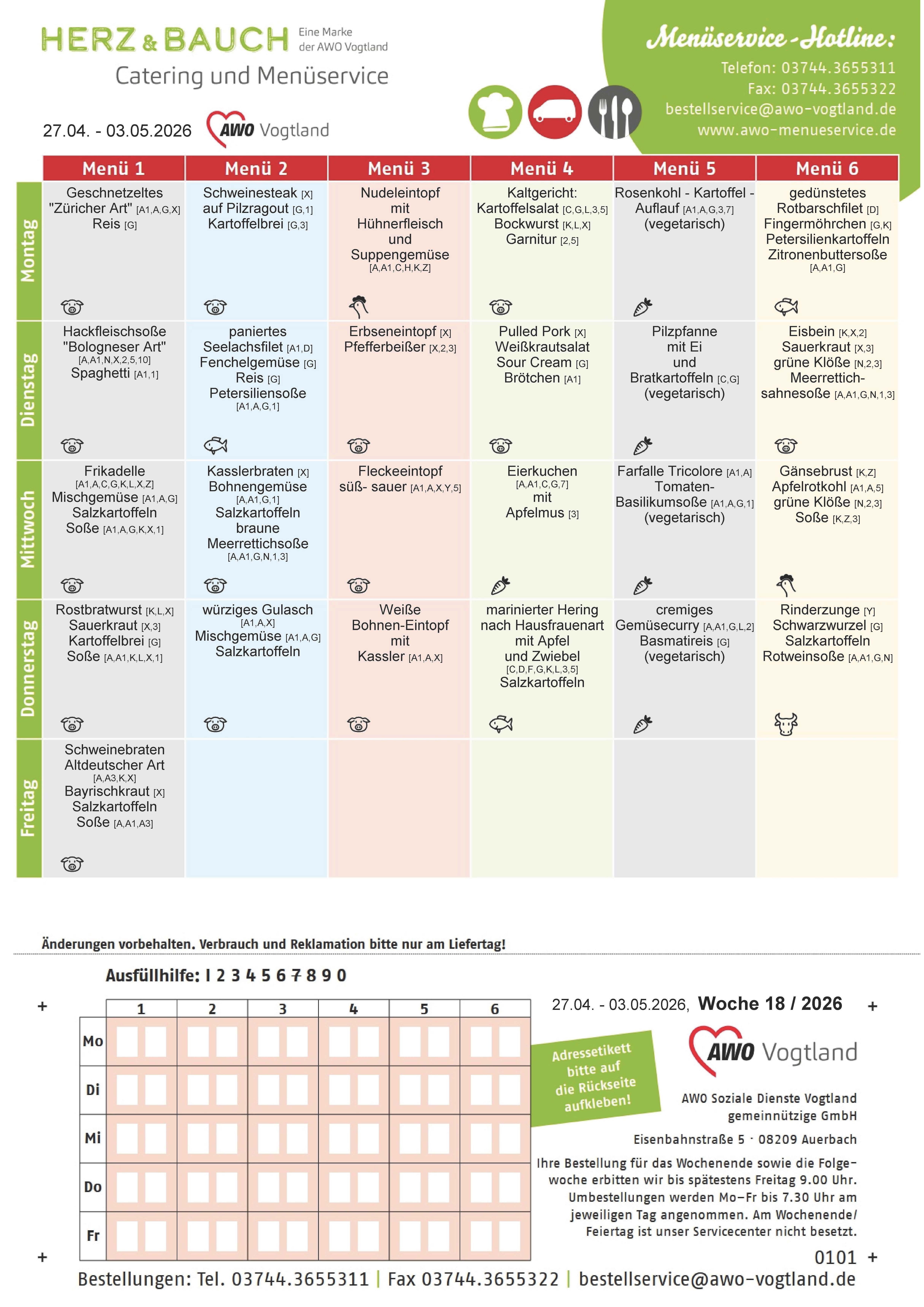 Speiseplan KW 18 / 2026
