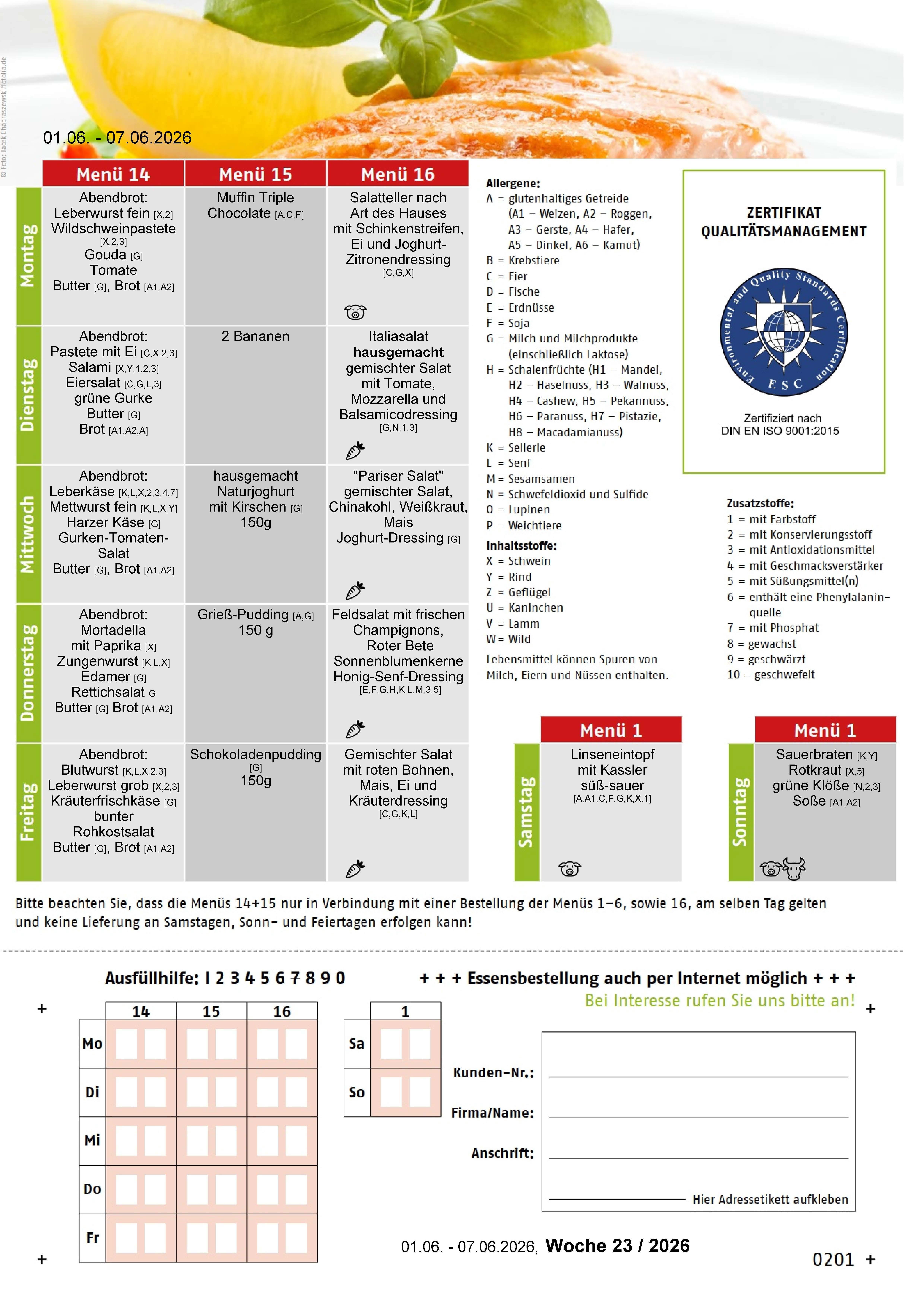 Speiseplan KW 23 / 2026