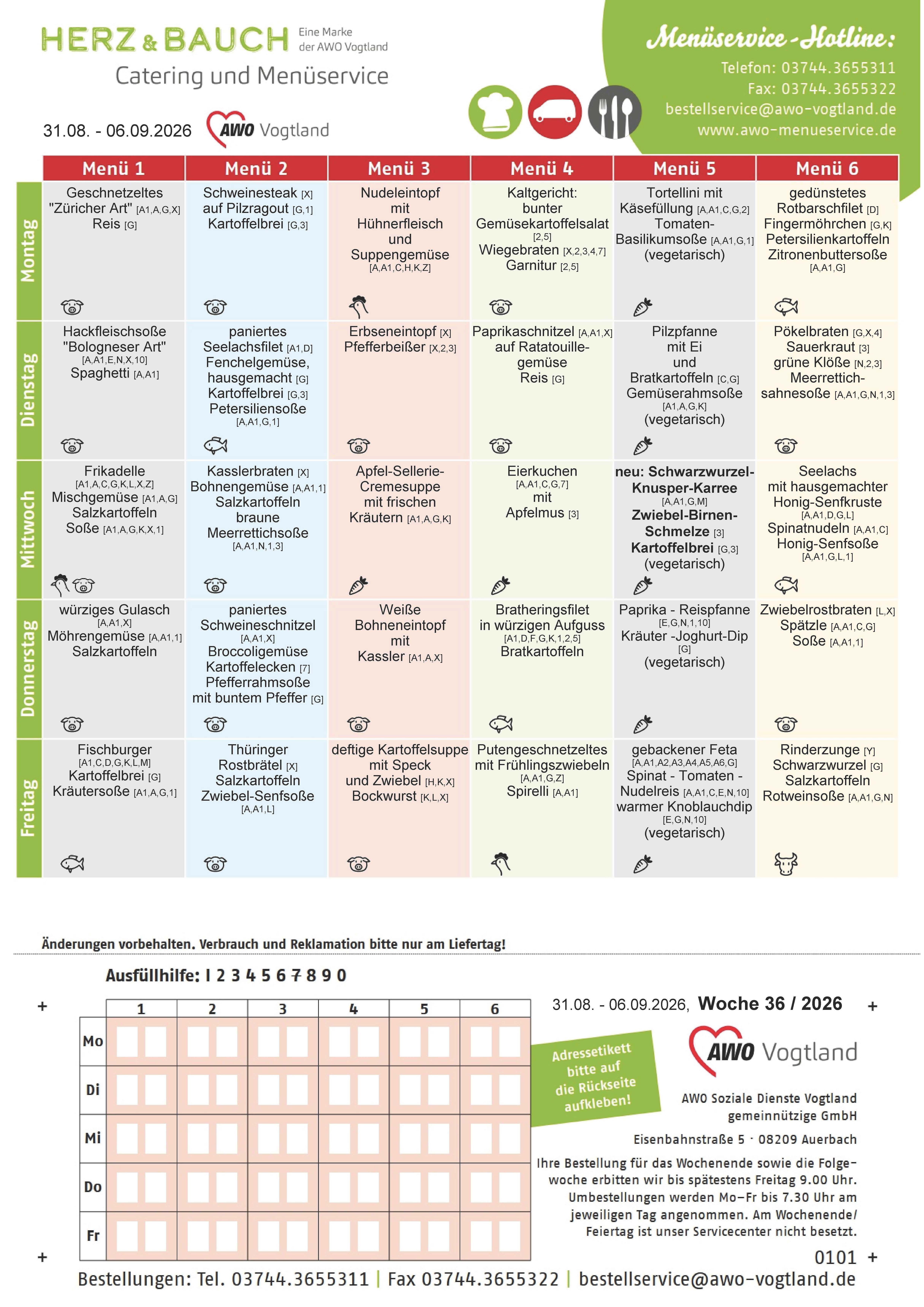Speiseplan KW 36 / 2026