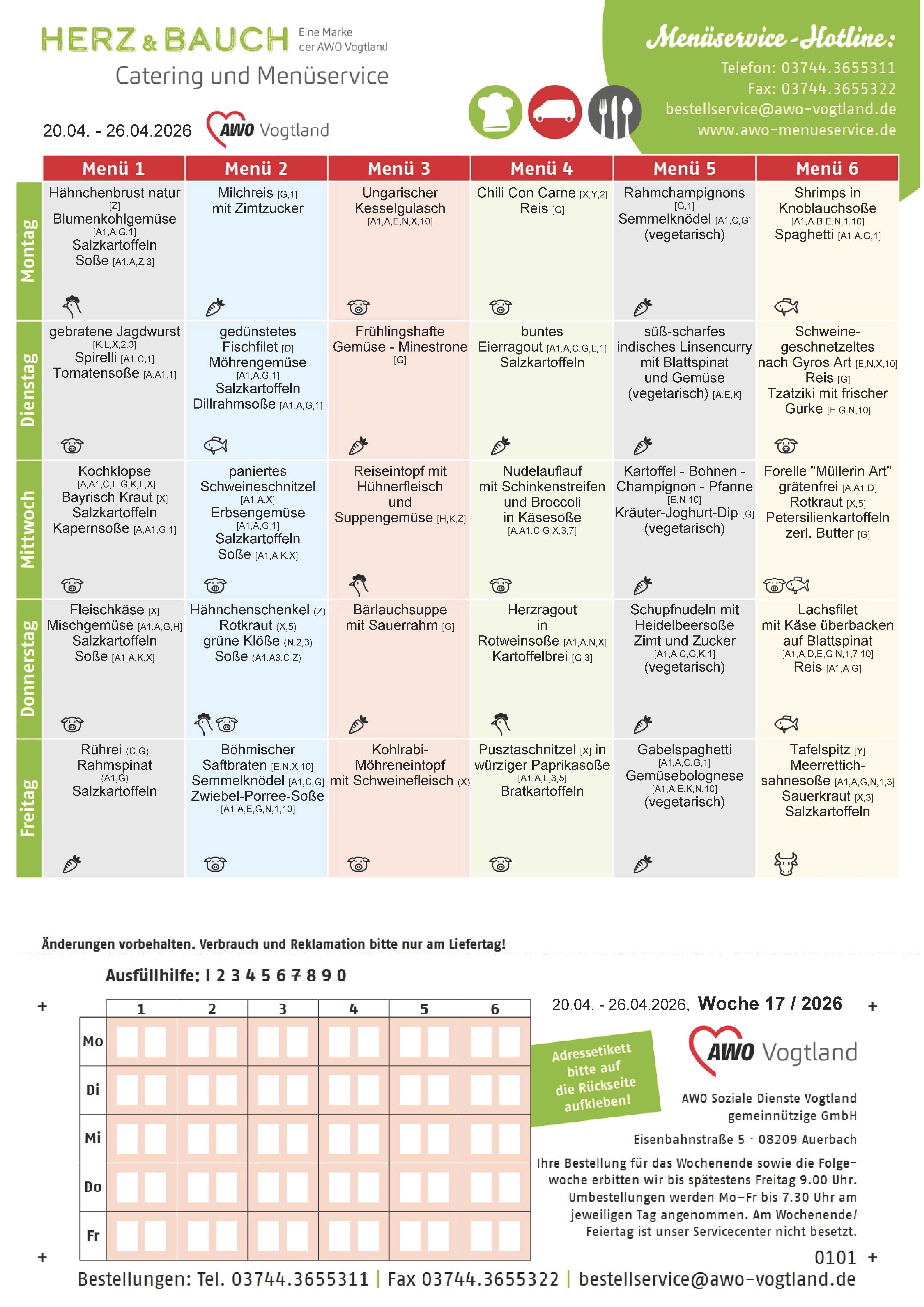 Speiseplan KW 17 / 2026