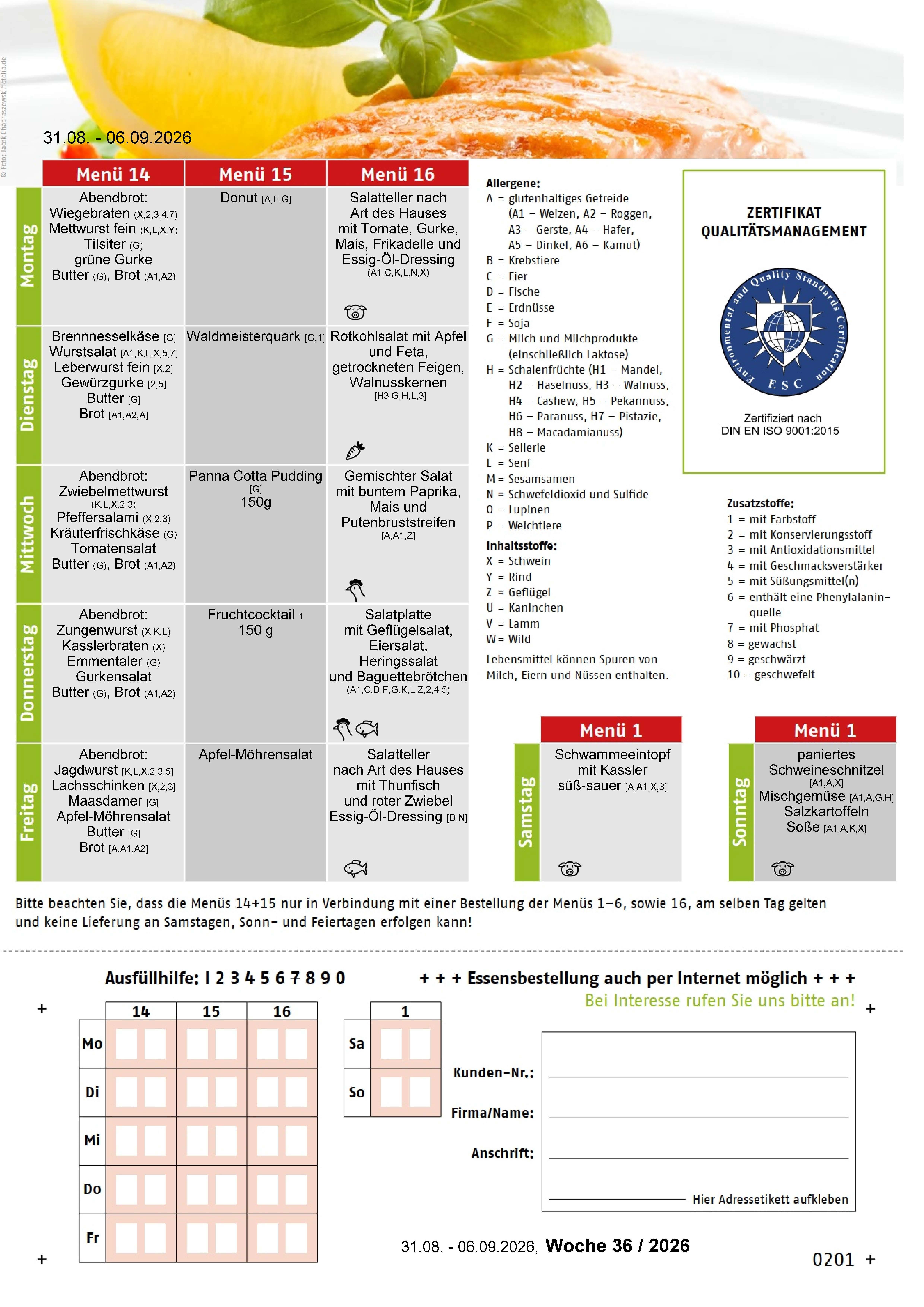 Speiseplan KW 36 / 2026