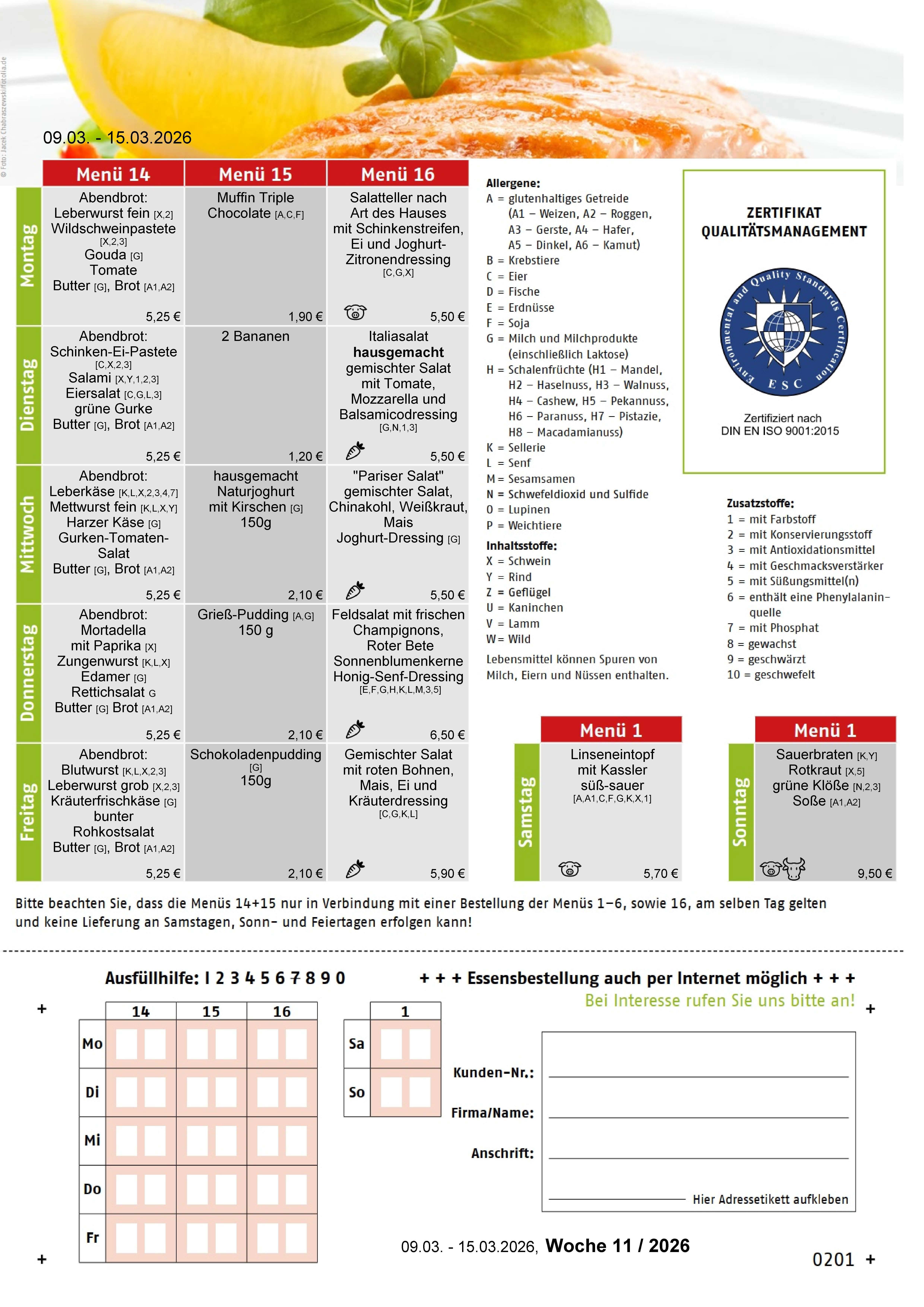 Speiseplan KW 11 / 2026