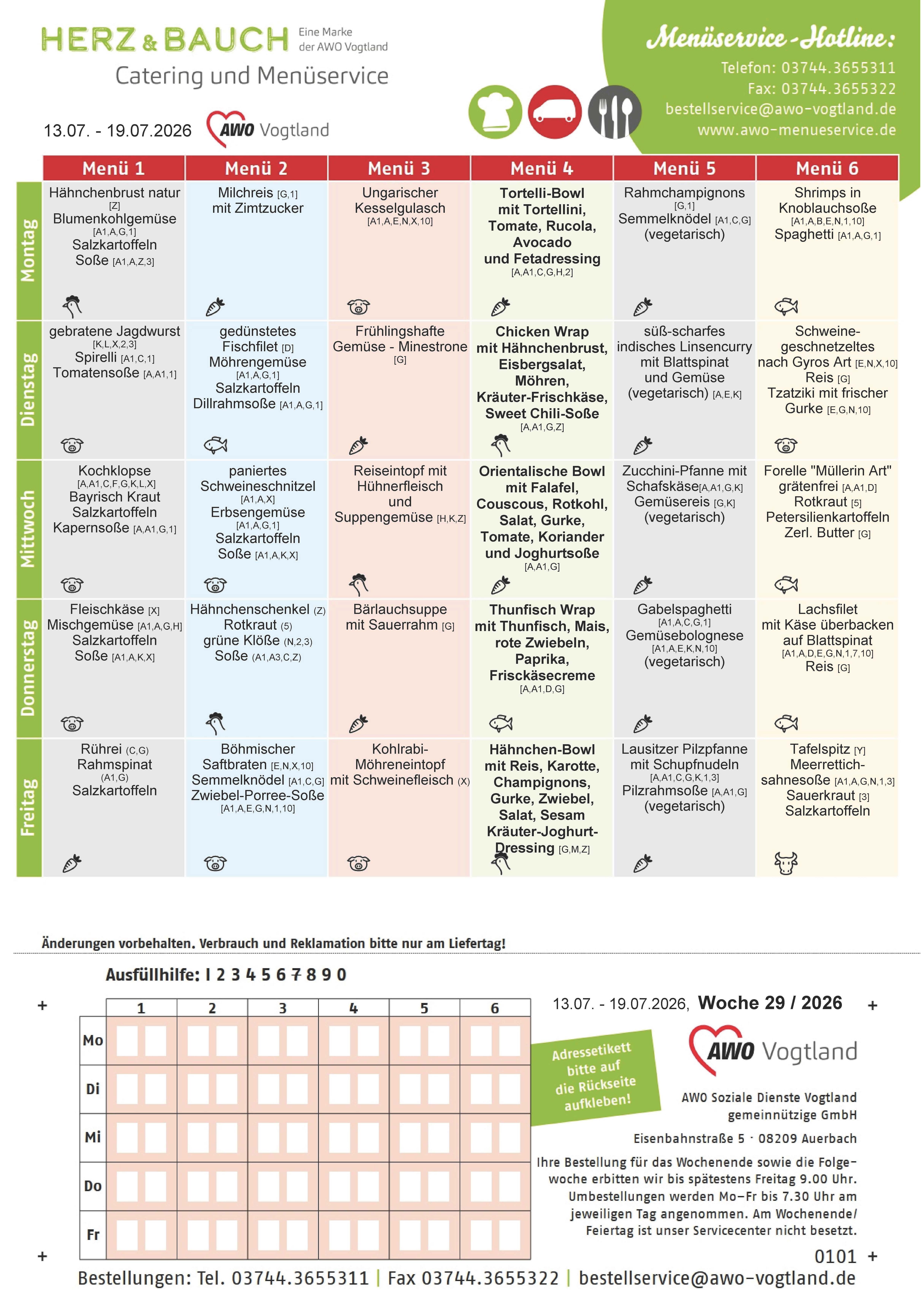 Speiseplan KW 29 / 2026